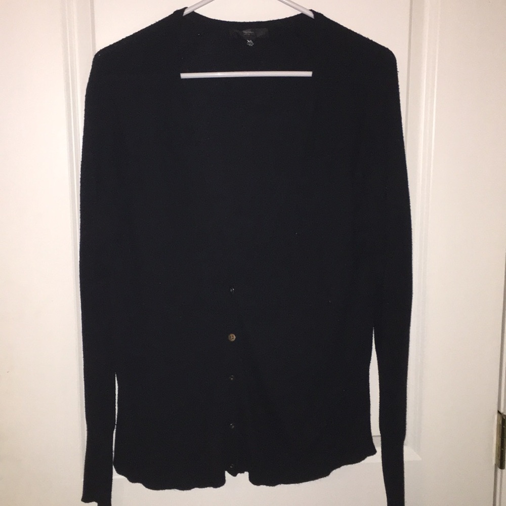 Black low vneck button up cardigan size XL